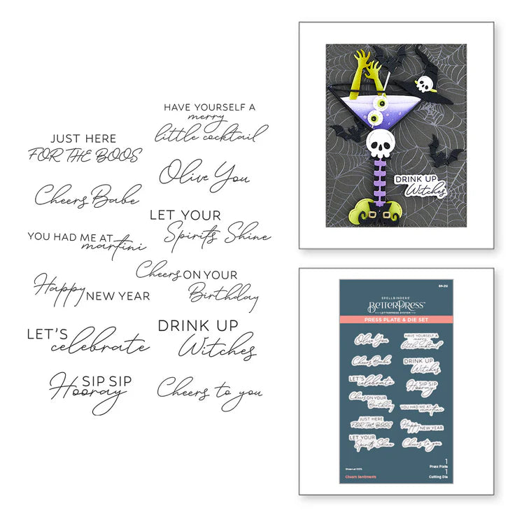 Cheers sentiments press plates by spellbinders