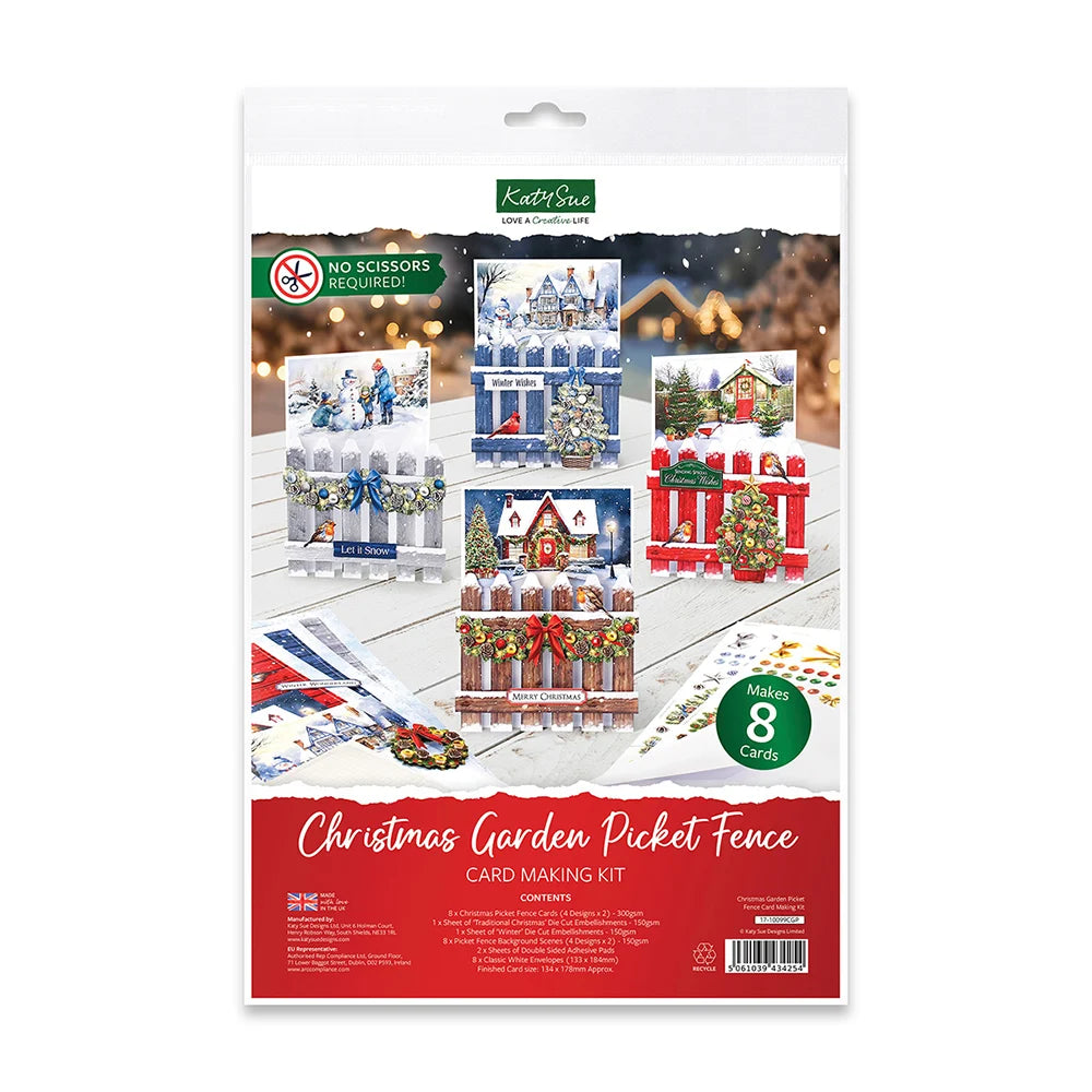 Christmas garden picket fence card kit by Katy Sue