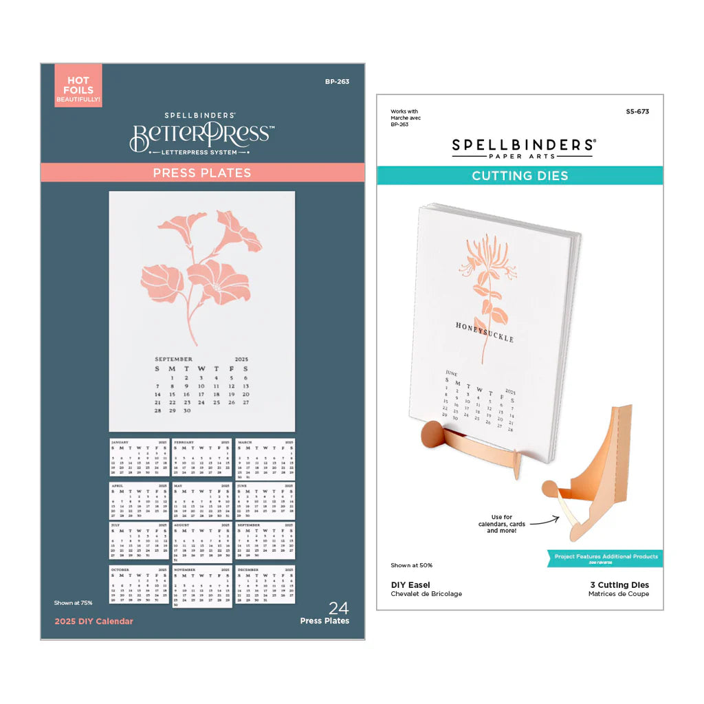 2025 diy calendar and easel betterpress & die bundle