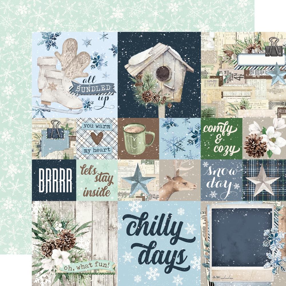 fresh snow 2x2 4x4 element paper by Simple Stories