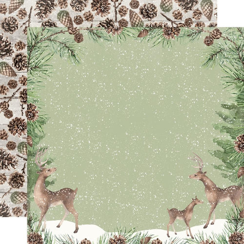 fresh snow woodland winter paper by Simple Stories
