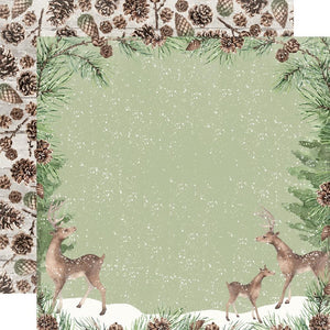 fresh snow woodland winter paper by Simple Stories