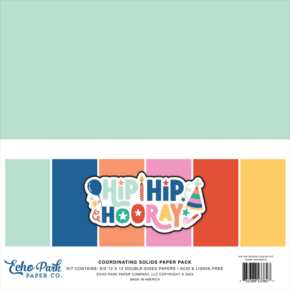 Hip hip hooray Solids paper by Echo Park