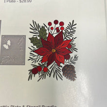 Load image into Gallery viewer, Full bloom poinsettia stencil and  hot foil plate by spellbinders