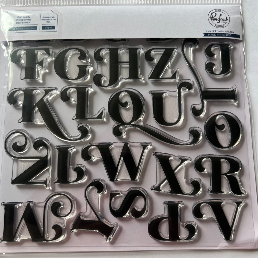 Lea’s ornate uppercase alphabet stamp set by pinkfresh