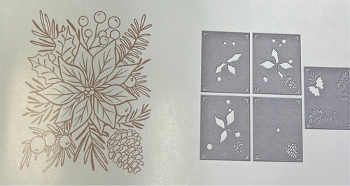 Full bloom poinsettia stencil and  hot foil plate by spellbinders