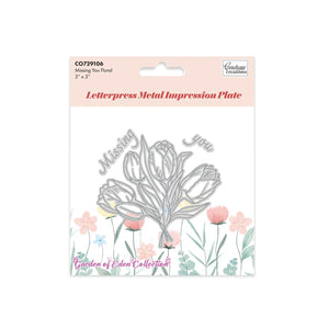 Missing you Floral press plate by couture creations