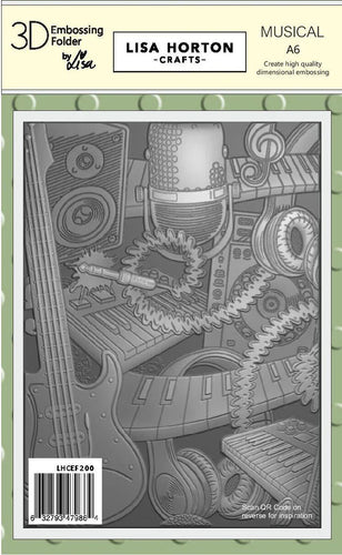 musical  embossing folder & stencil  by  Lisa Horton