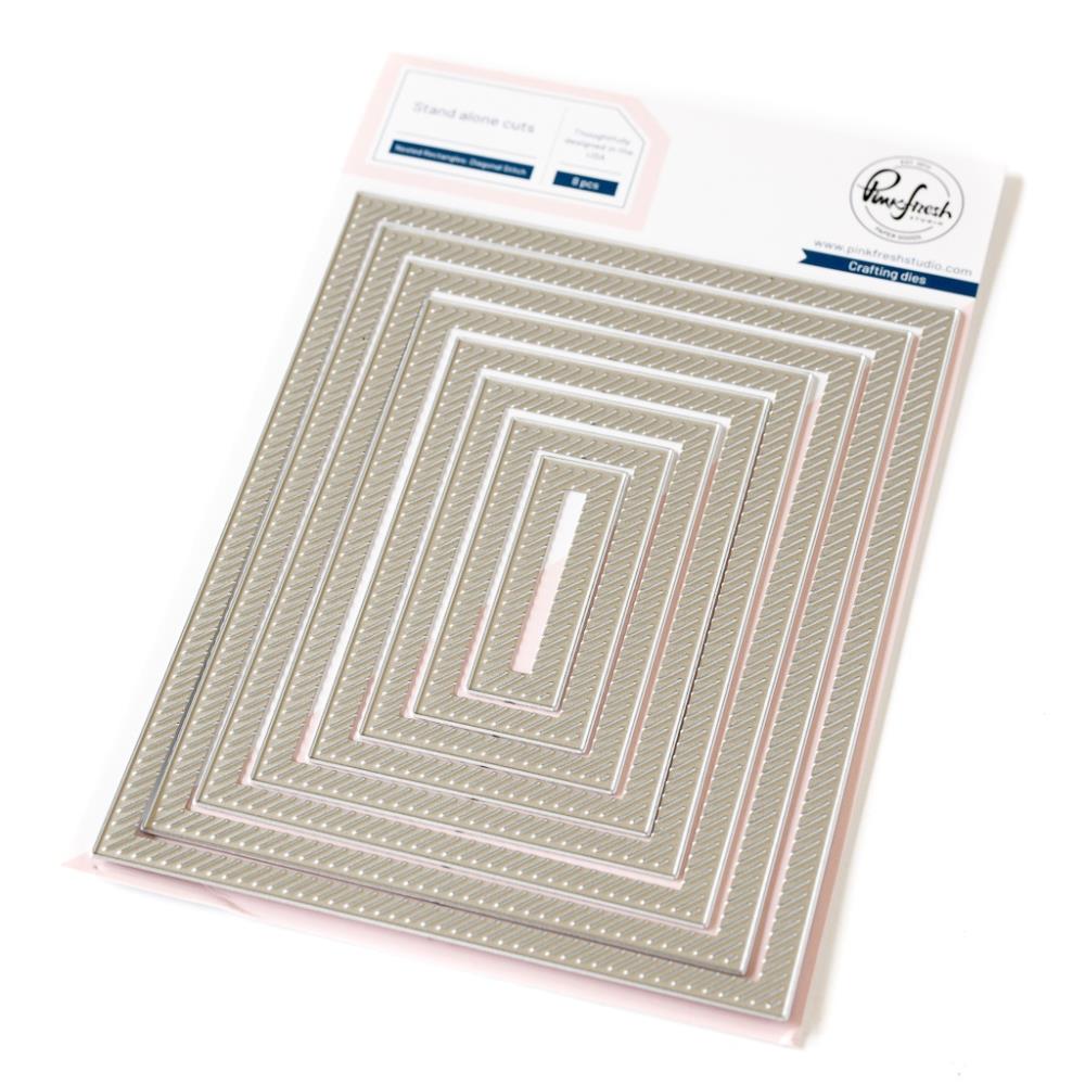 nested rectangles diagonal stitch die pinkfresh