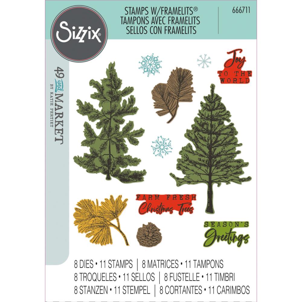 pine holidays stamp & die set by Sizzix & 49 and market