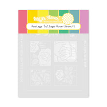Load image into Gallery viewer, postage collage rose stencil by waffle flower