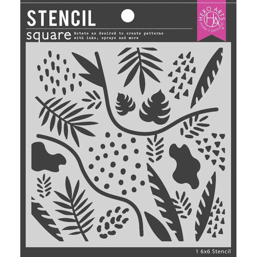 leaves & abstract stencil by hero arts