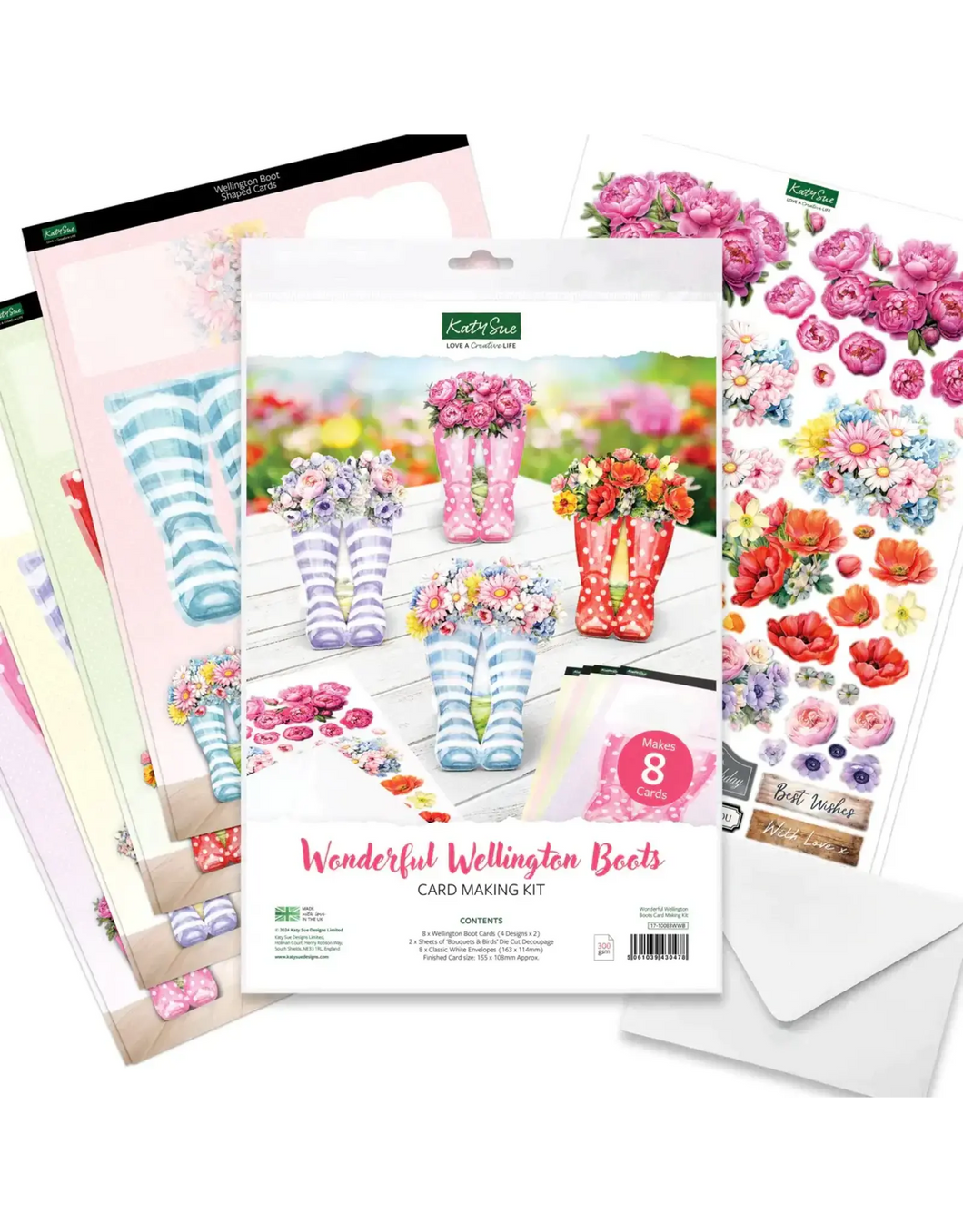 wonderful wellington boots card kit by Katy Sue