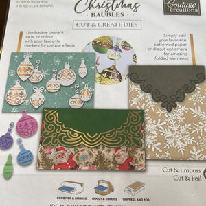 Holiday Hot foil Christmas bauble plate bundle with storage case by couture creations