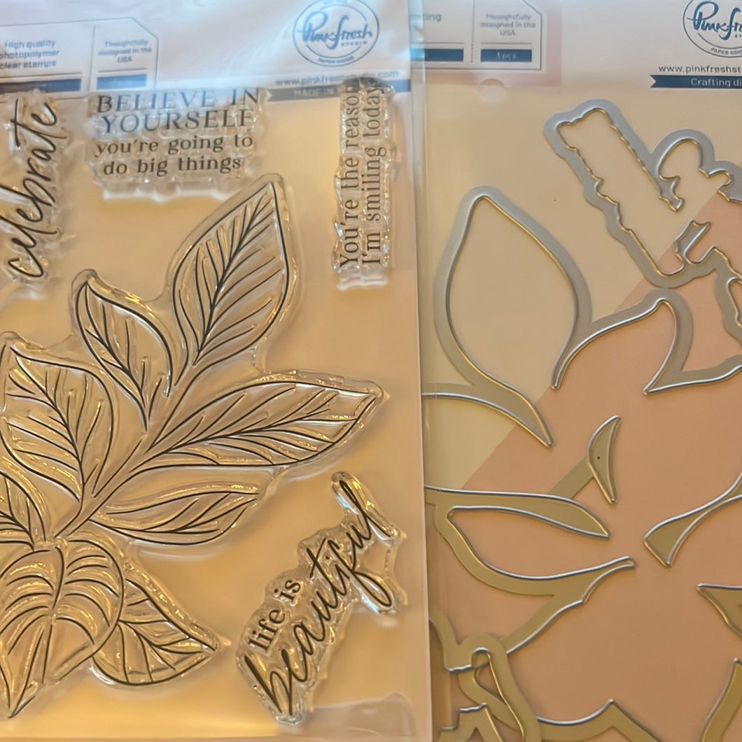 detailed leaf stamp & die  by pinkfresh
