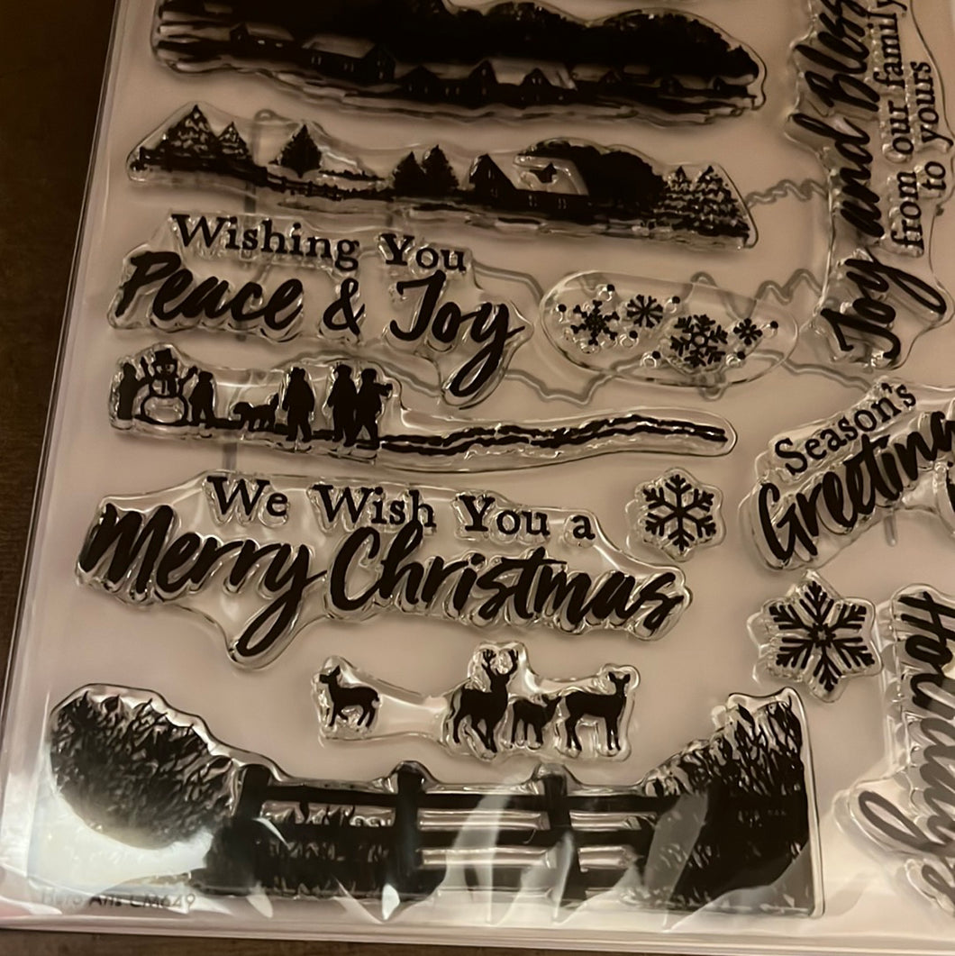 Winter scenes color layering stamp& die set by Hero arts