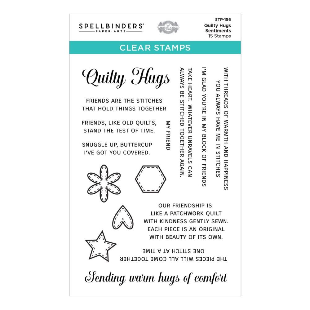 quilty hugs sentiments stamps by spellbinders